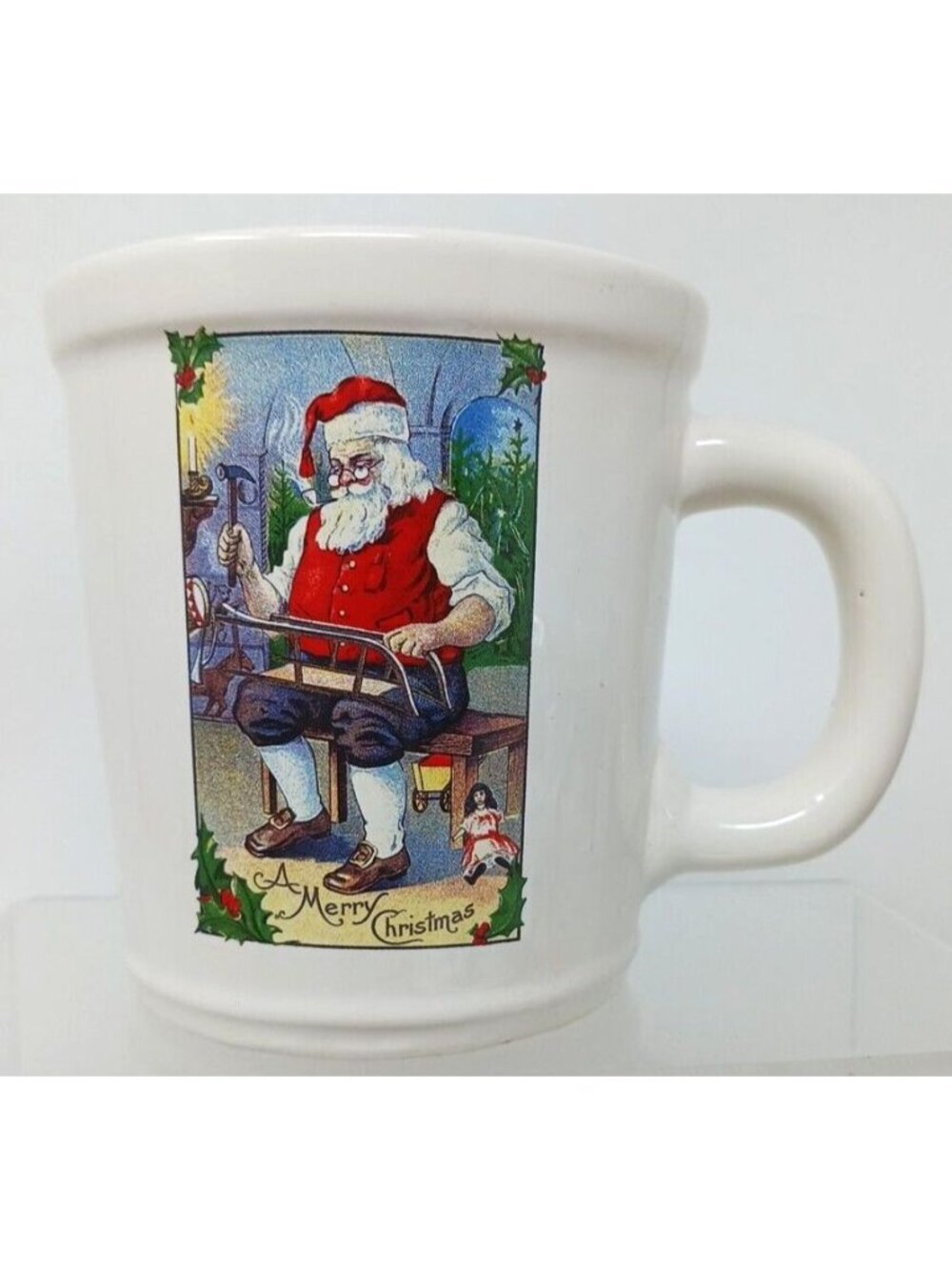 Ceramic Christmas Mug by Magenta Santa Building Sled Large Cup Happy Holidays S7